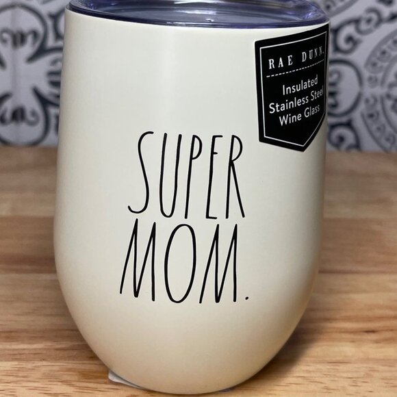 Rae Dunn Tumbler/Wine "Super Mom" wine glass/tumbler NEW - Picture 1 of 4